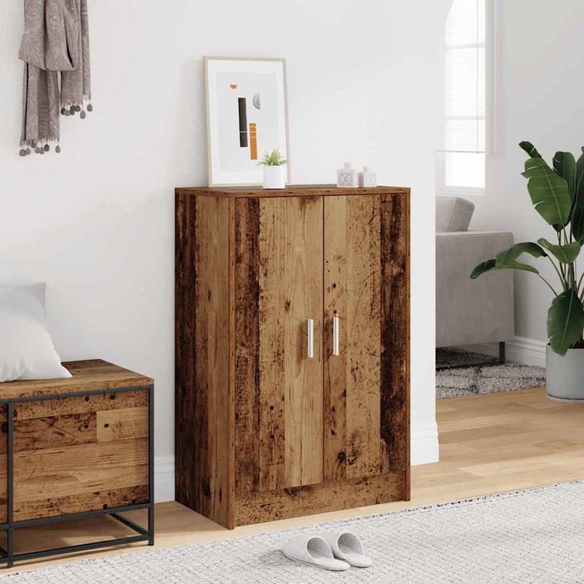 vidaXL Παπουτσοθήκη Όψη Παλαιού Ξύλου 60x35x92 εκ. Επεξεργασμένο Ξύλο