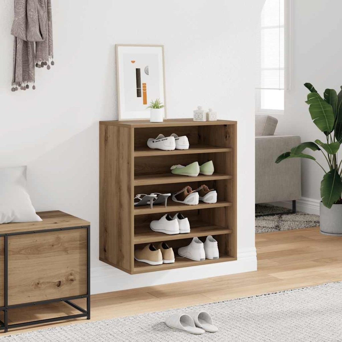 vidaXL Παπουτσοθήκη Αρτισιανή Δρυς 60x35x70 εκ. Επεξεργασμένο Ξύλο