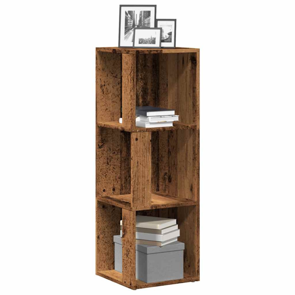 vidaXL Γωνιακό ντουλάπι παλιό ξύλο 33x33x100 cm Ξύλο μηχανής