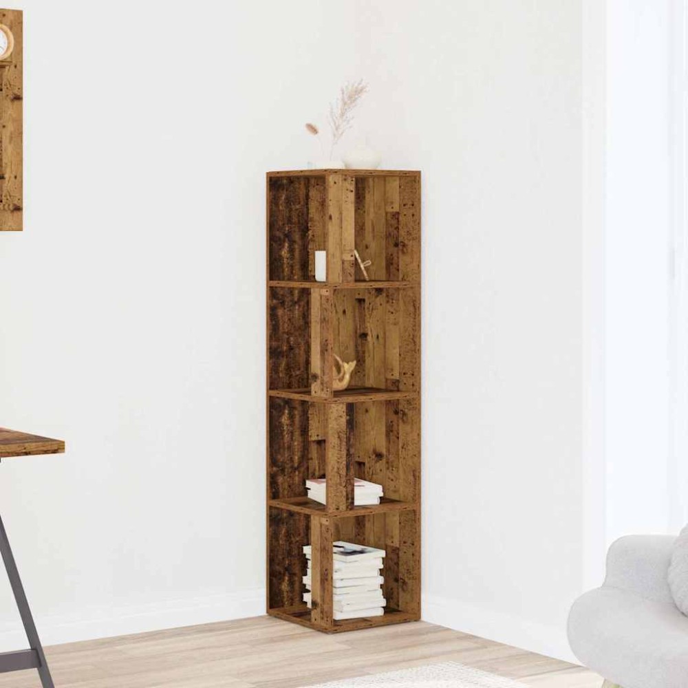 vidaXL Ντουλάπι Γωνία Παλιό Ξύλο 33 x 33 x 132 εκ. από Μοριοσανίδα