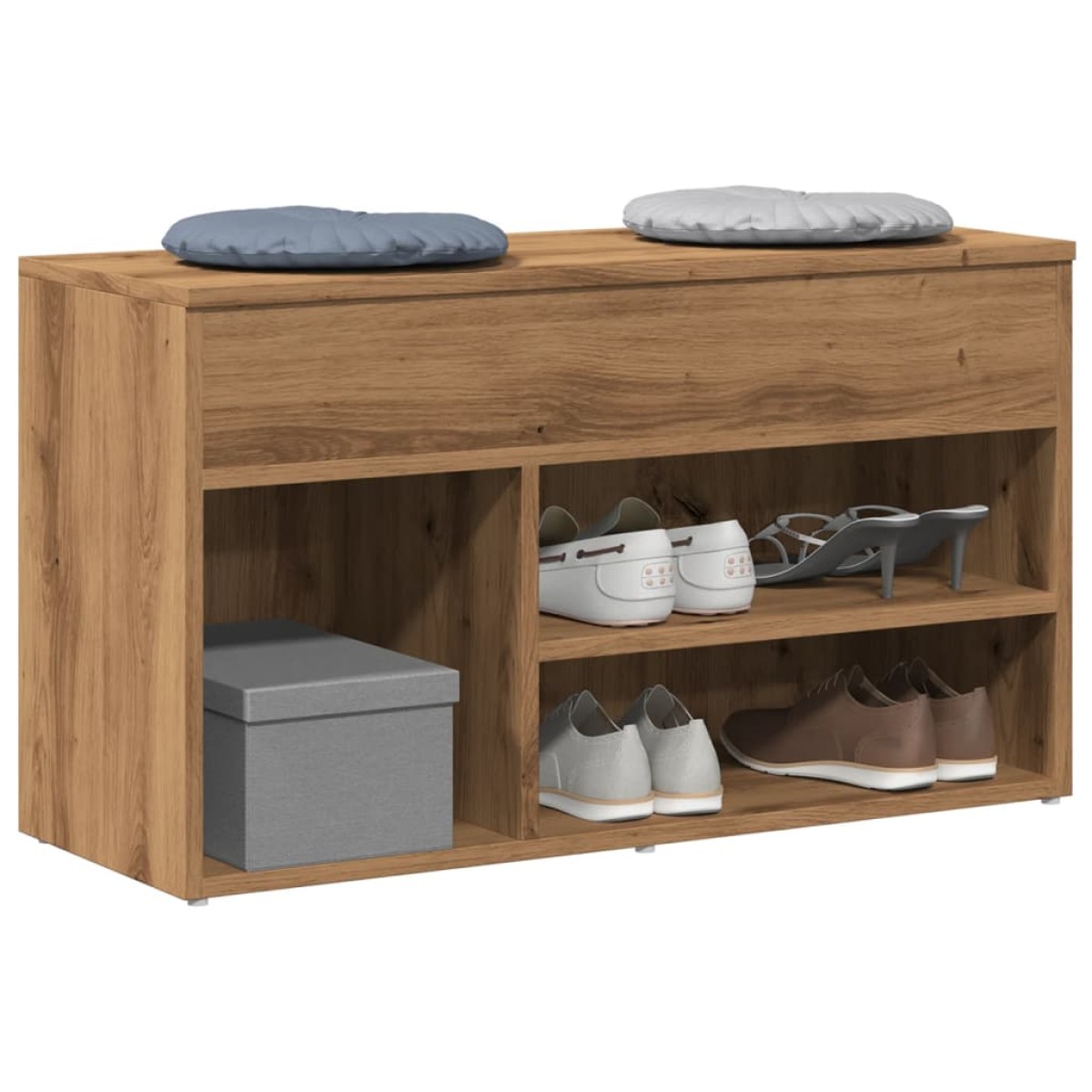 vidaXL Πάγκος Παπουτσιών τεχνίτης Δρυς 80x30x45 εκ. Επεξεργασμένο Ξύλο