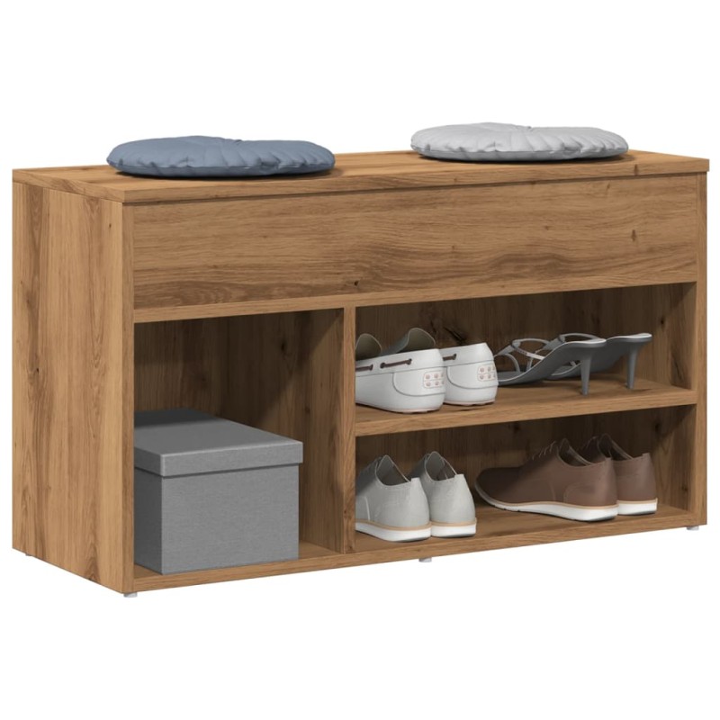 vidaXL Πάγκος Παπουτσιών τεχνίτης Δρυς 80x30x45 εκ. Επεξεργασμένο Ξύλο