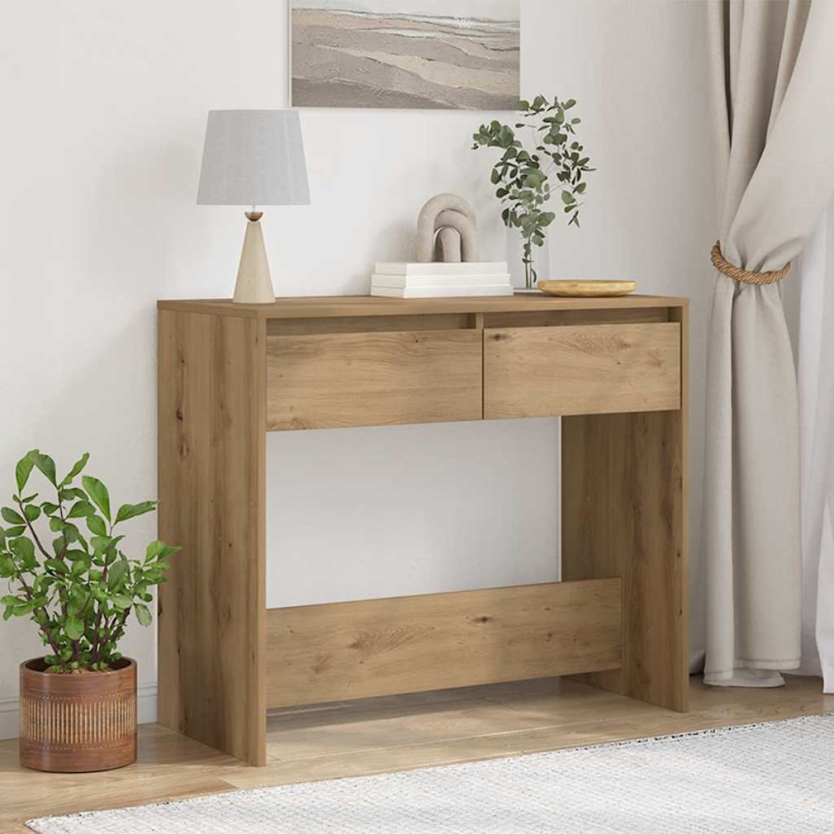 vidaXL Τραπέζι Κονσόλα Αρτισιανή Δρυς 89x41x76,5 εκ Επεξεργασμένο Ξύλο