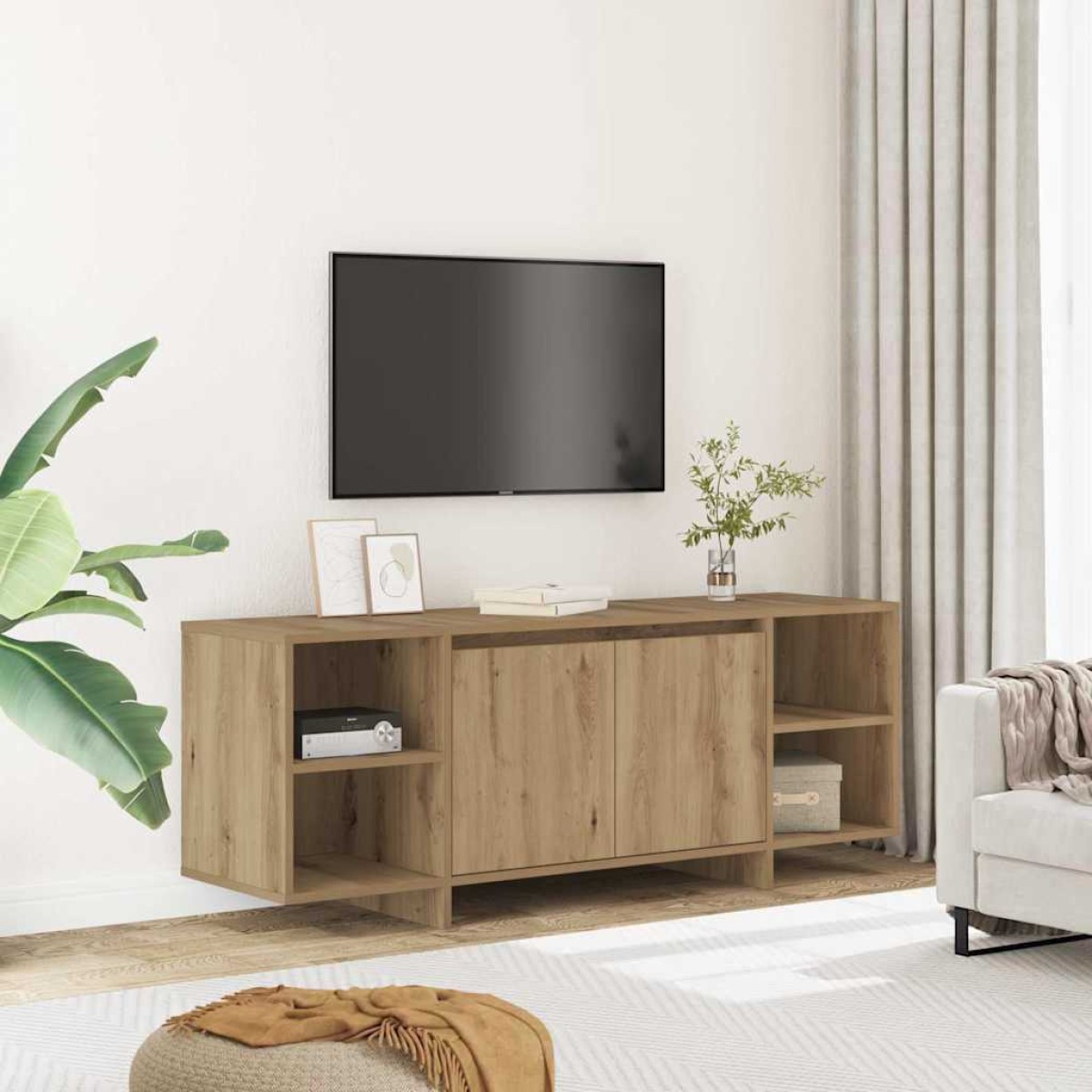 vidaXL Έπιπλο Τηλεόρασης Αρτισιανή Δρυς 130x35x50 εκ από Επεξεργ. Ξύλο