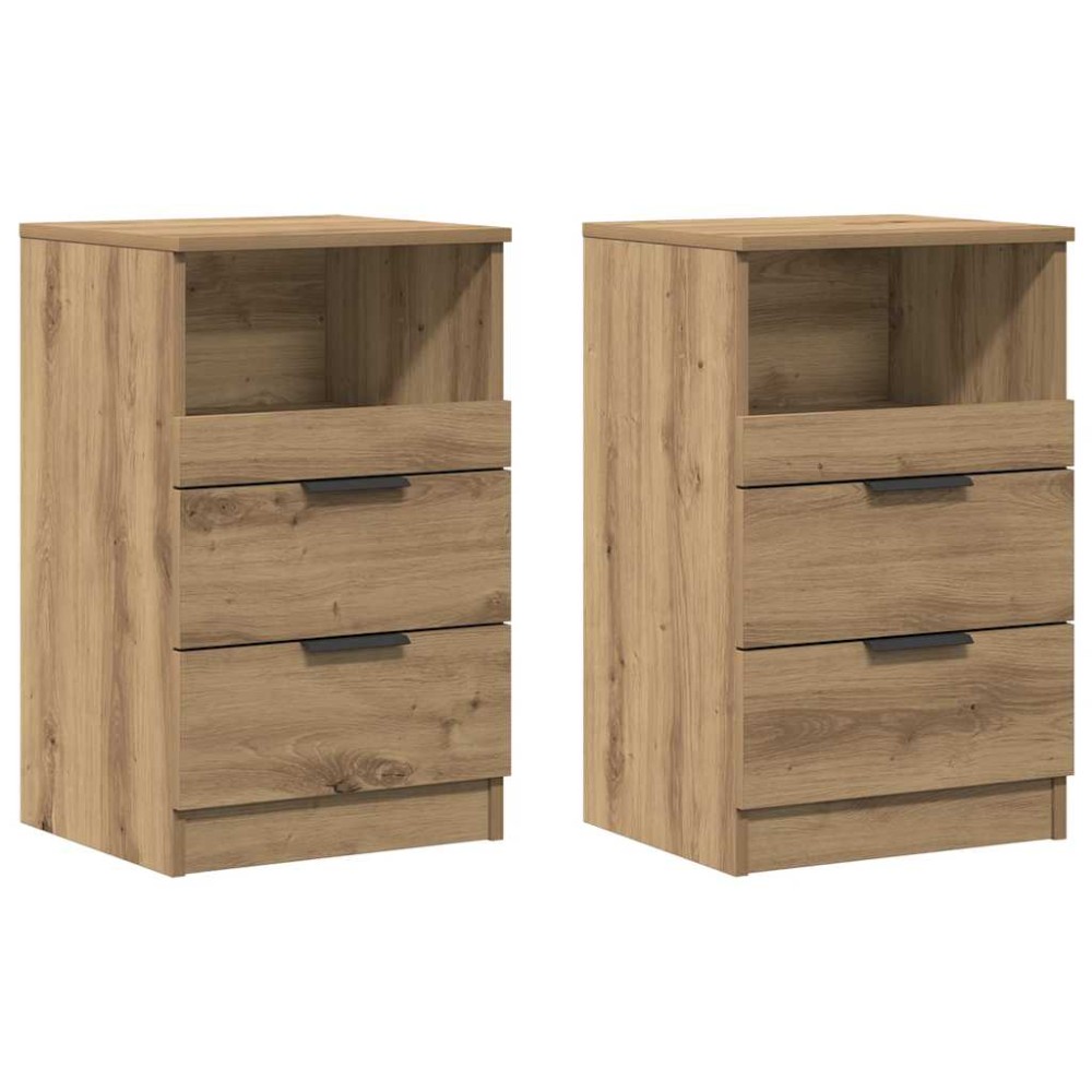 vidaXL Κομοδίνα 2 τεμ.Αρτισιανή Δρυς 40x36x65 εκ. Επεξ. Ξύλο