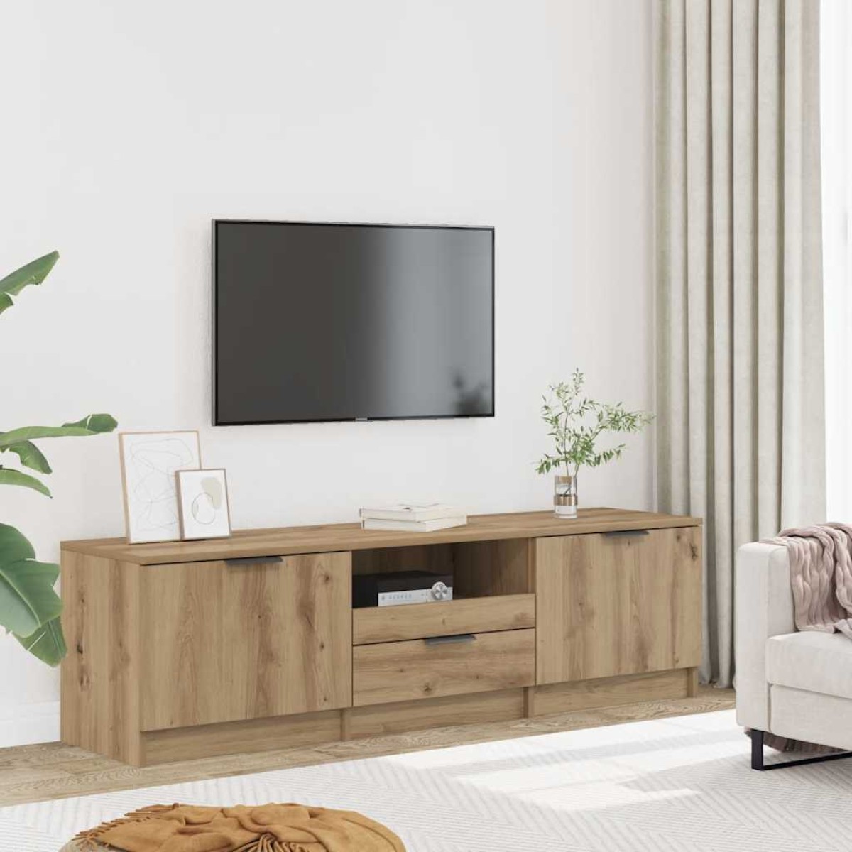 vidaXL Έπιπλο Τηλεόρασης Χειροποίητο Δρυς 140x35x40 εκ. από Τεχνητό Ξύλο