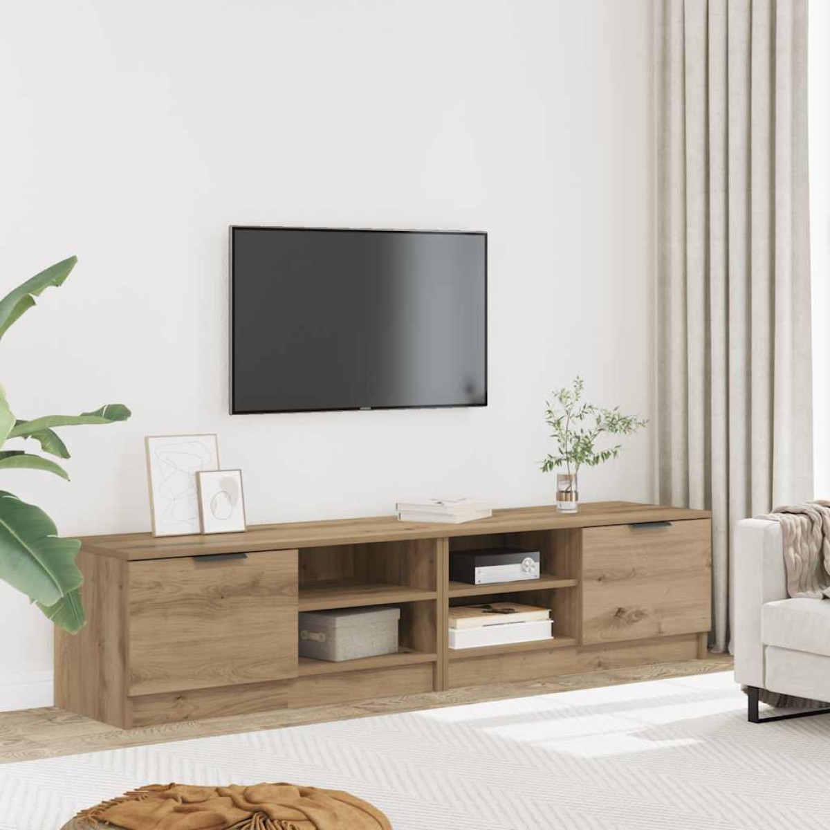 vidaXL Σετ ντουλάπι τηλεόρασης 2 τεμαχίων Artisan Oak 80x35x36,5 cm