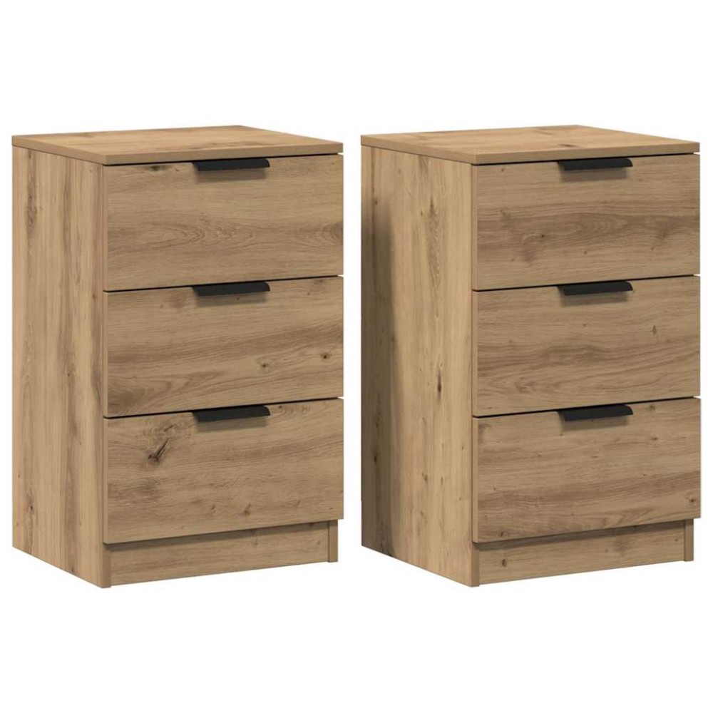 vidaXL Κομοδίνα 2 τεμ.Αρτισιανή Δρυς 40x36x65 εκ. Επεξ. Ξύλο