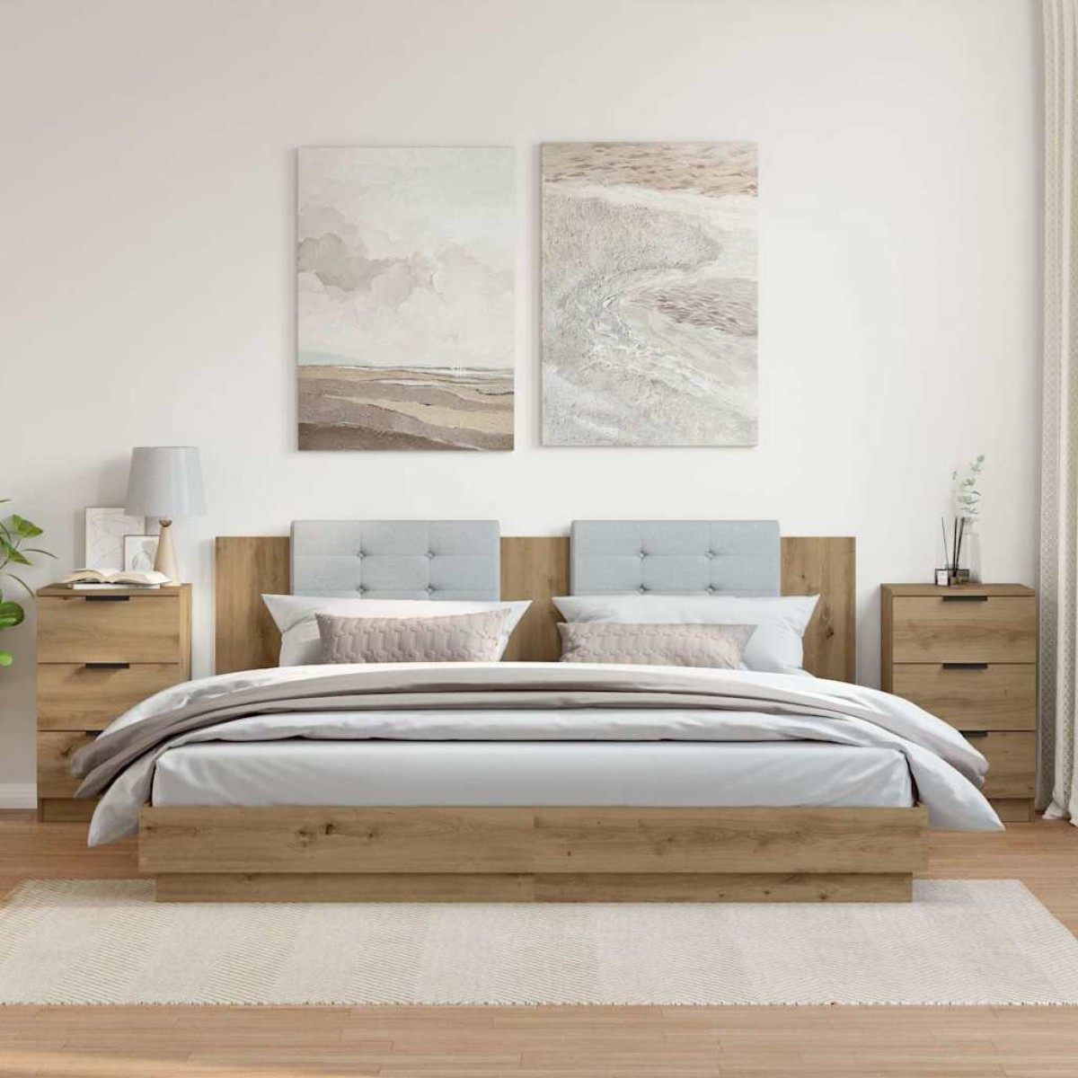 vidaXL Κομοδίνα 2 τεμ.Αρτισιανή Δρυς 40x36x65 εκ. Επεξ. Ξύλο