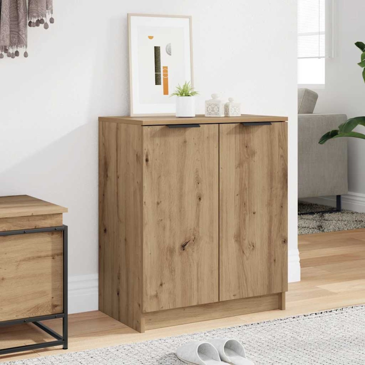 vidaXL Παπουτσοθήκη Αρτισιανή Δρυς 59x35x70 εκ. Επεξ. Ξύλο