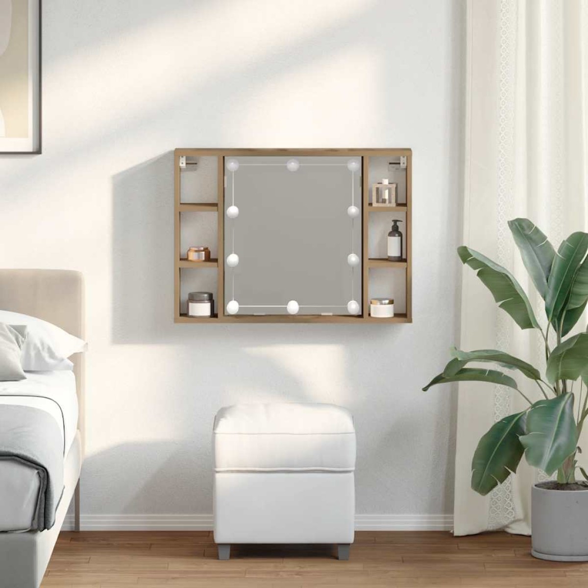 vidaXL Έπιπλο Καθρέπτη με LED Αρτισιανή Δρυς 76x15x55 εκ. Επεξ. Ξύλο