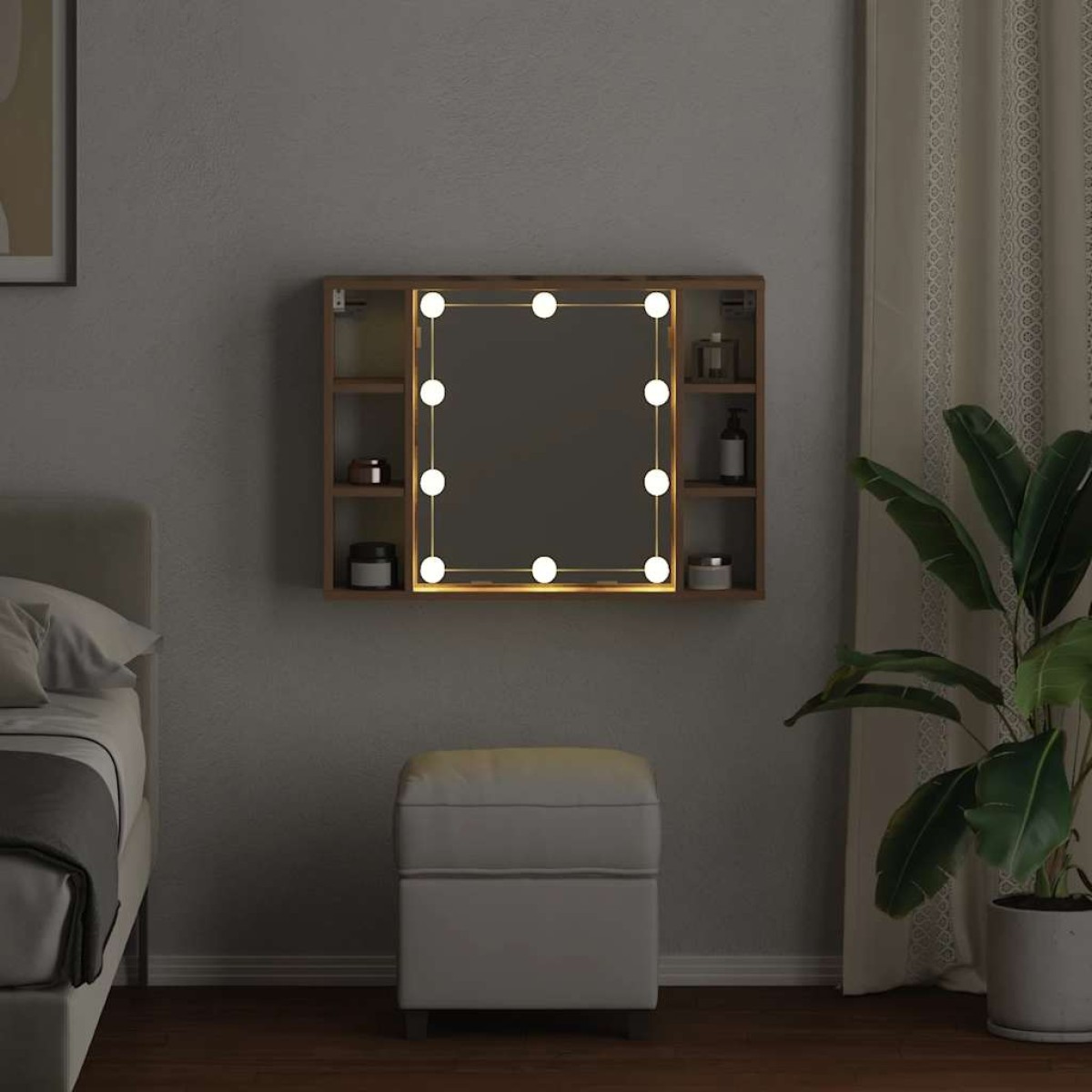 vidaXL Έπιπλο Καθρέπτη με LED Αρτισιανή Δρυς 76x15x55 εκ. Επεξ. Ξύλο
