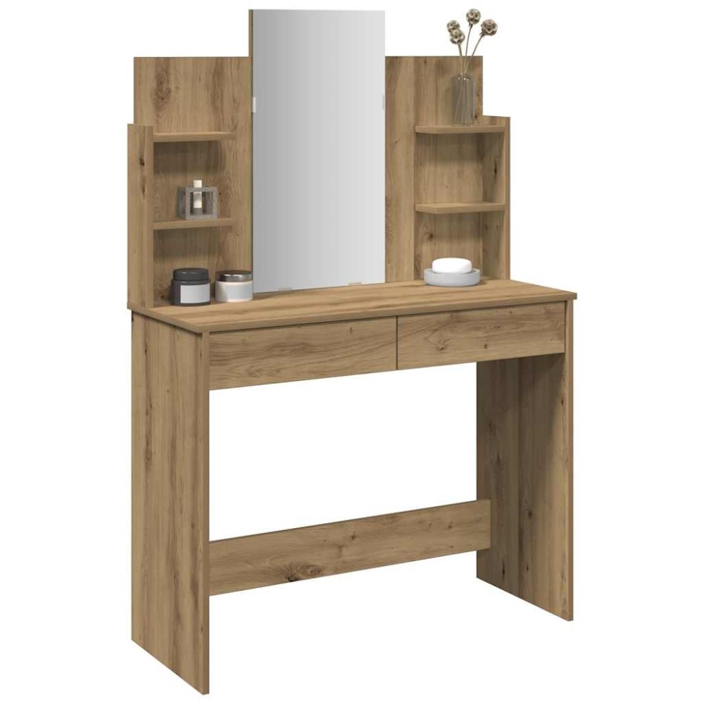 vidaXL Κομοδίνο με καθρέφτη Artisan Oak 96x39x142 cm