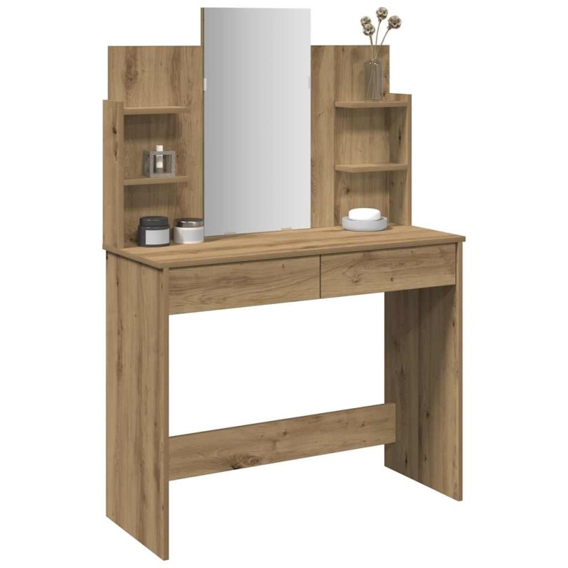 vidaXL Κομοδίνο με καθρέφτη Artisan Oak 96x39x142 cm