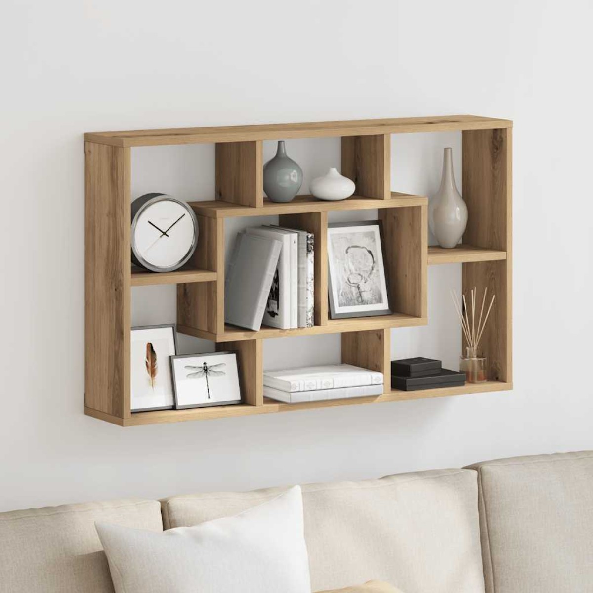 vidaXL Ράφι Τοίχου Χειροποίητο Δρυς 85x16x52,5 εκ. από Τεχνητό Ξύλο