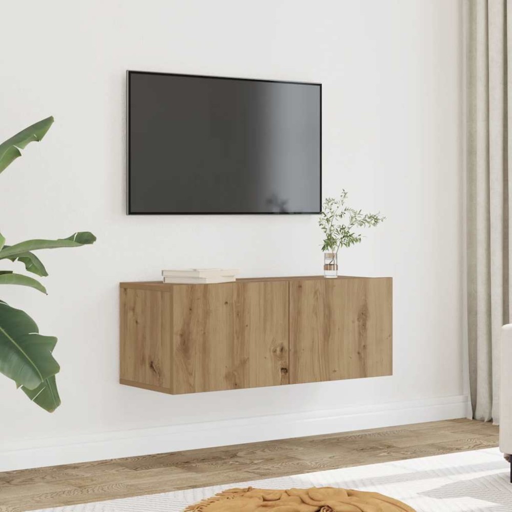 vidaXL 2 τεμαχίων σετ επίτοιχου ντουλαπιού τηλεόρασης Αρτιζιακή δρυς