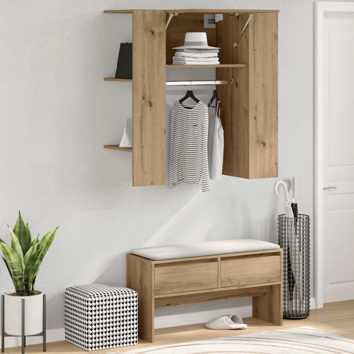 vidaXL Ντουλάπι διαδρόμου Δρυς τεχνίτης 97,5x37x99 cm Ξύλο μηχανής