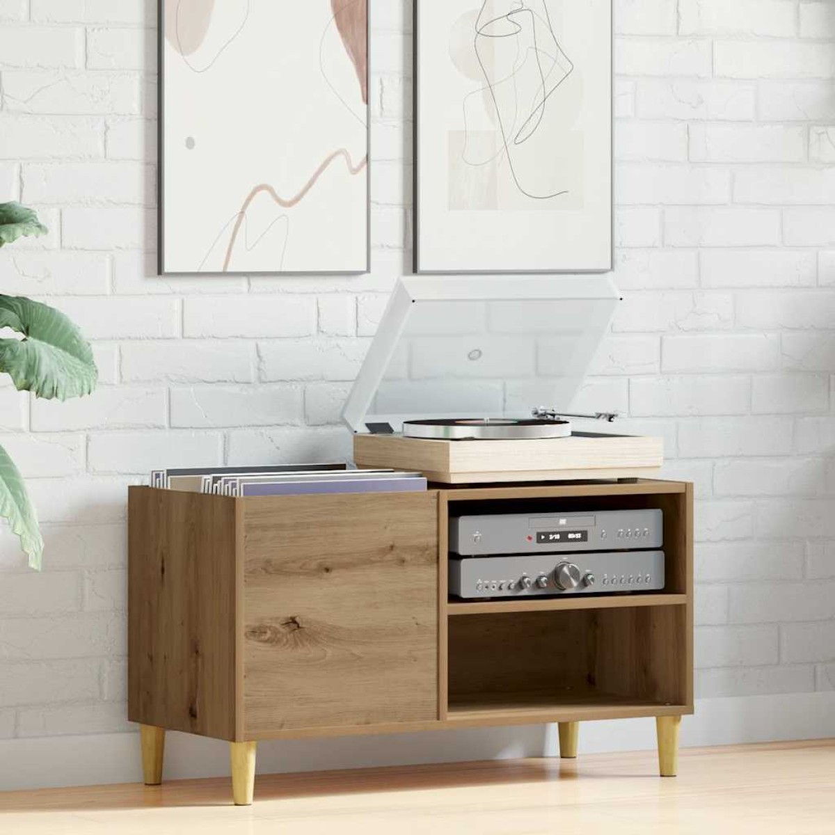 ντουλάπι δίσκων vidaXL Δρυς τεχνίτης 84,5x38x48 cm Κατασκευασμένο ξύλο