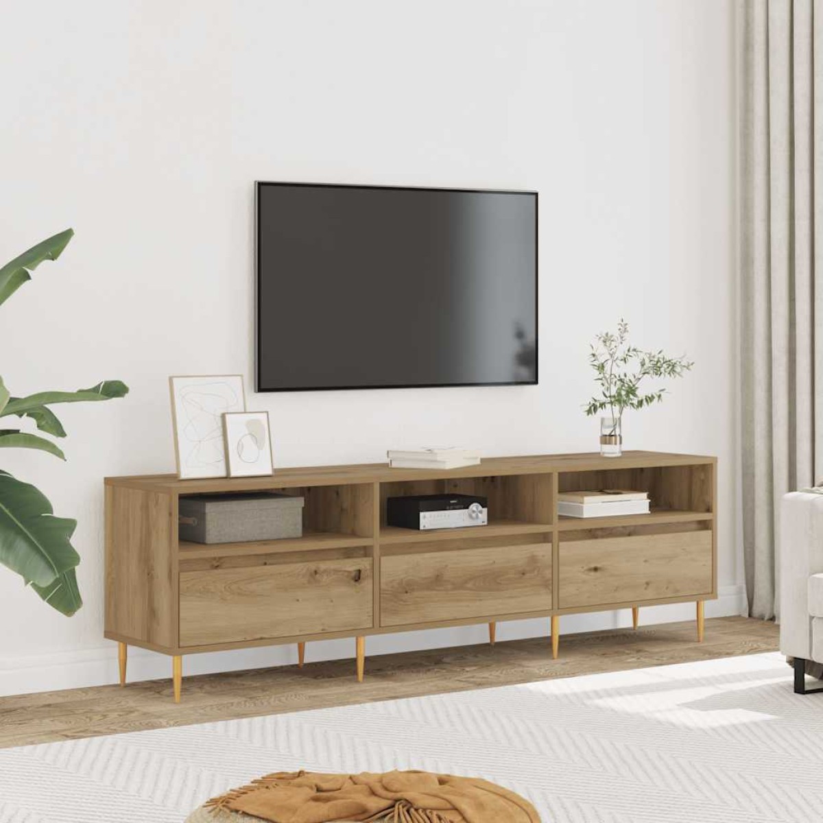 vidaXL Έπιπλο Τηλεόρασης τεχνίτης Δρυς 150x30x44,5 εκ.