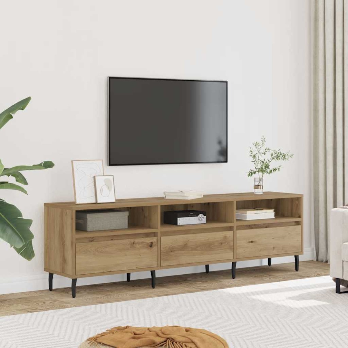 vidaXL Έπιπλο Τηλεόρασης τεχνίτης Δρυς 150x30x44,5 εκ.