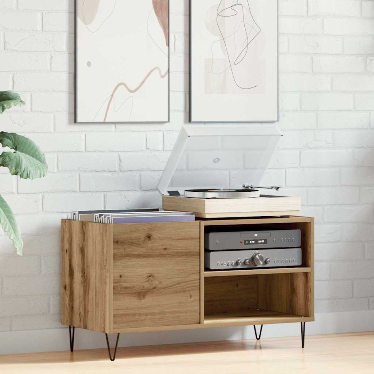 vidaXL Δισκοθήκη Δρυς τεχνίτης 84,5x38x48 εκ. από Επεξεργασμένο Ξύλο