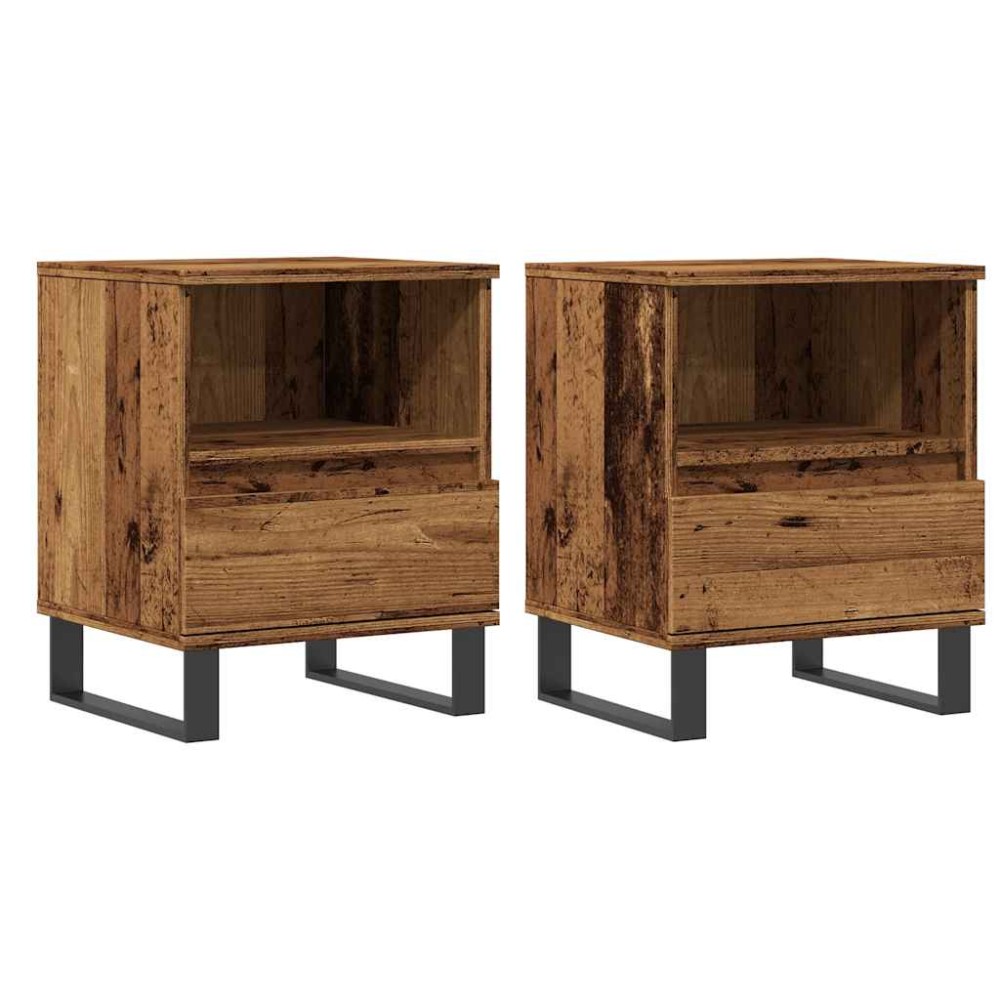 vidaXL Κομοδίνα 2 τεμάχια Παλιό ξύλο 40x35x50 cm Κατασκευασμένο ξύλο