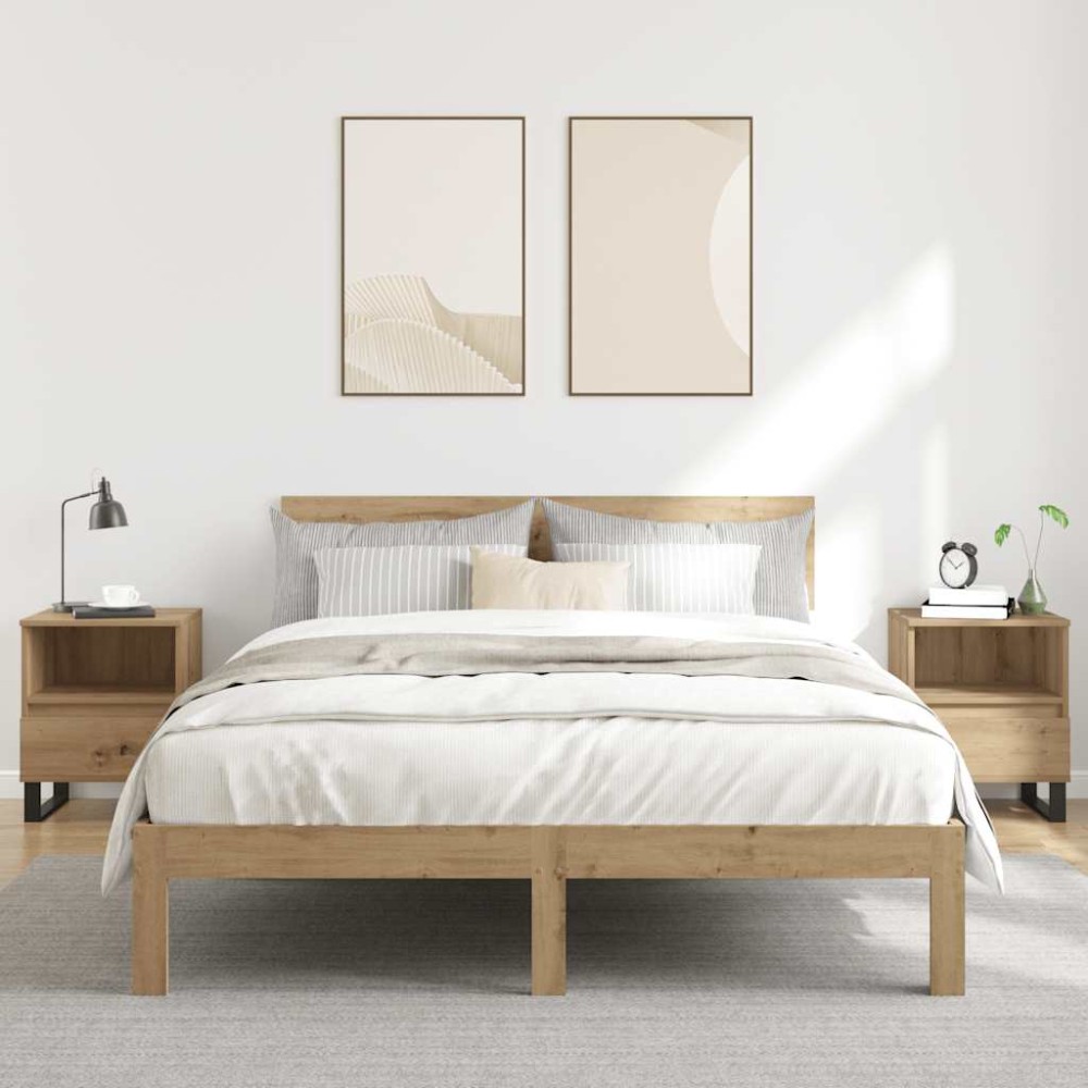vidaXL Κομοδίνα 2 τεμ. τεχνίτης Δρυς 40 x 35 x 50 εκ από Επεξεργ. Ξύλο