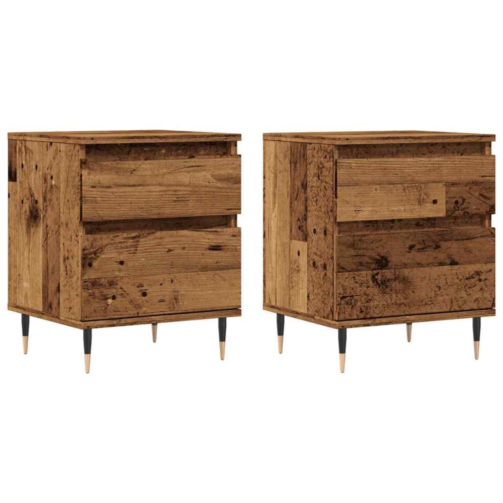 vidaXL Κομοδίνα 2 τεμάχια Παλιό ξύλο 40x35x50 cm Κατασκευασμένο ξύλο