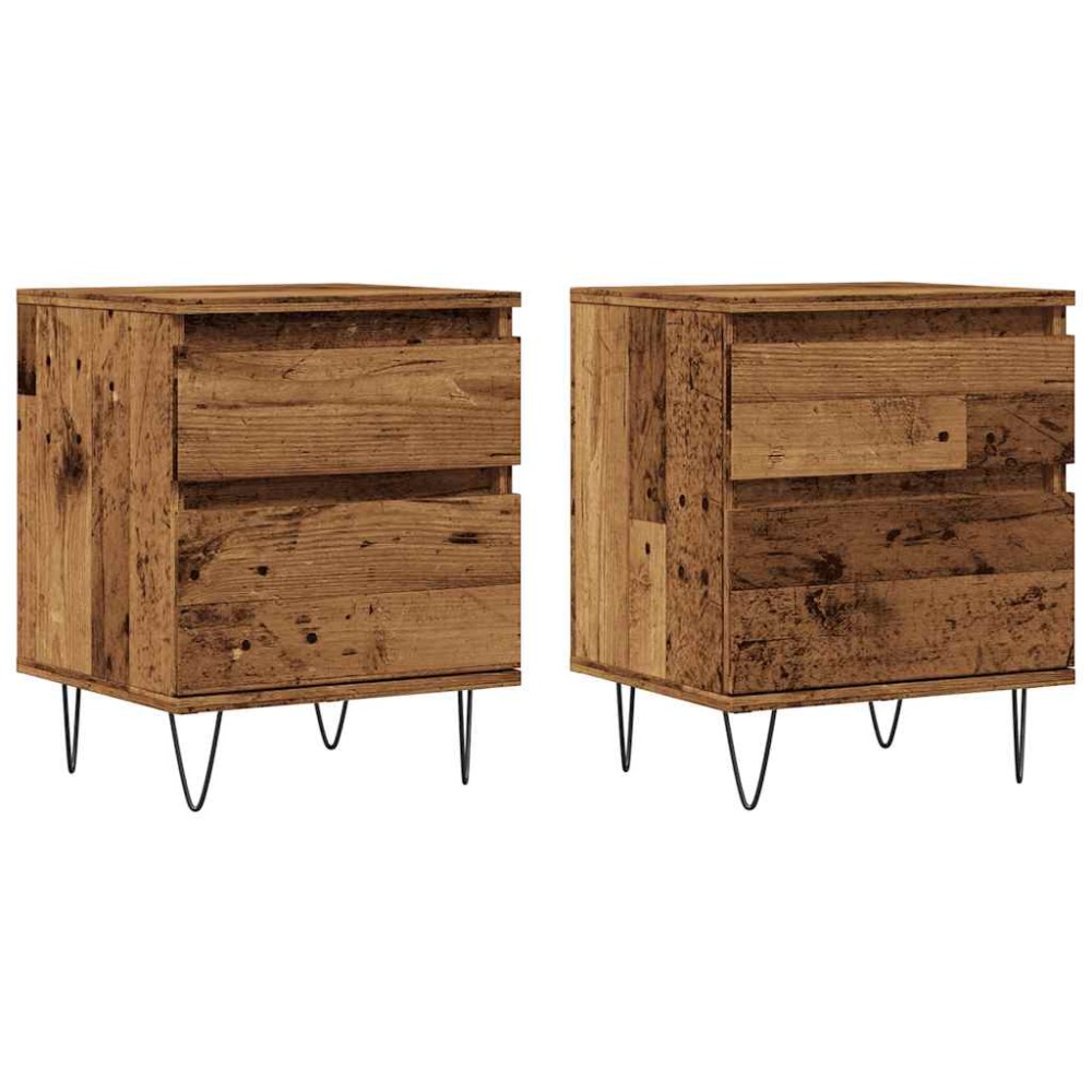 vidaXL Κομοδίνα 2 τεμάχια Παλιό ξύλο 40x35x50 cm Κατασκευασμένο ξύλο