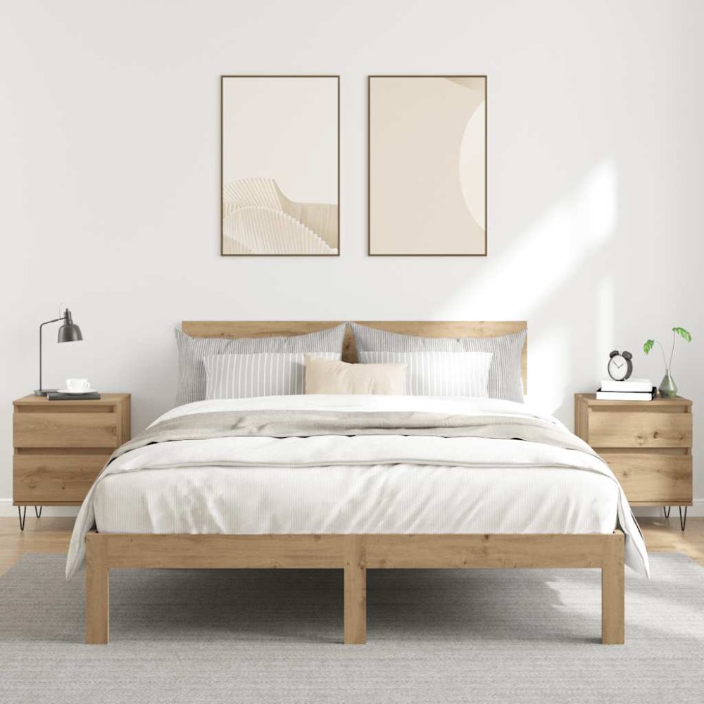 vidaXL Κομοδίνα 2 τεμ. τεχνίτης Δρυς 40 x 35 x 50 εκ από Επεξεργ. Ξύλο
