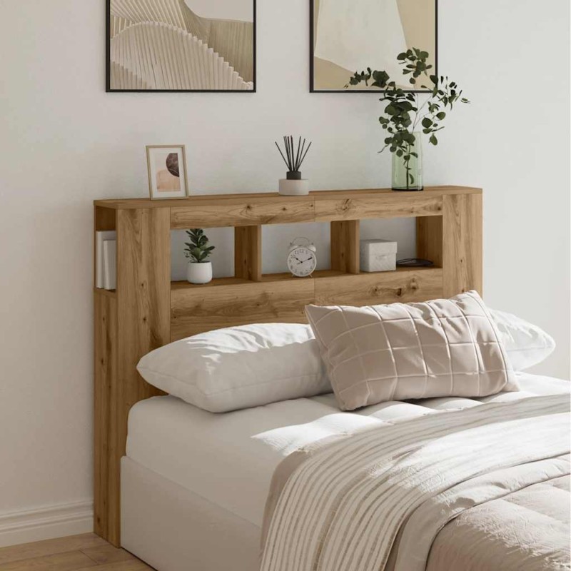 vidaXL LED κεφαλάρι Artisan Oak 140x18,5x103,5 cm Κατασκευασμένο ξύλο