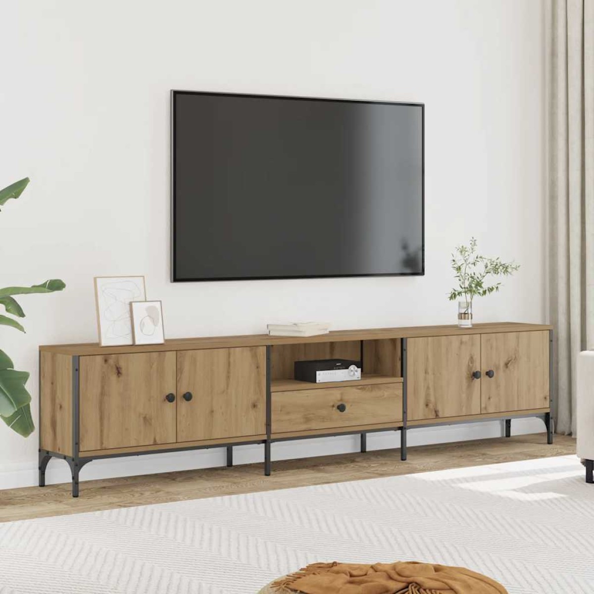 vidaXL Έπιπλο Τηλεόρασης με Συρτάρι Δρυς 200x25x44 εκ Επεξ. Ξύλο