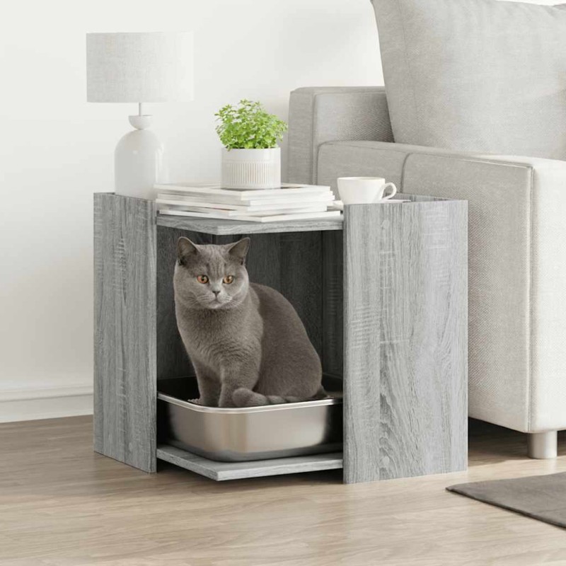 vidaXL Τουαλέτα Γάτας Περίφραξη Γκρι Sonoma 53x53x51εκ Επεξεργασμ Ξύλο