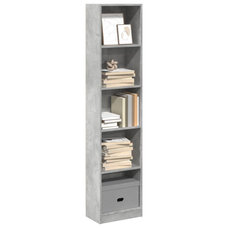 vidaXL Βιβλιοθήκη Γκρι Σκυροδέματος 40x24x176 εκ. Επεξεργ. Ξύλο