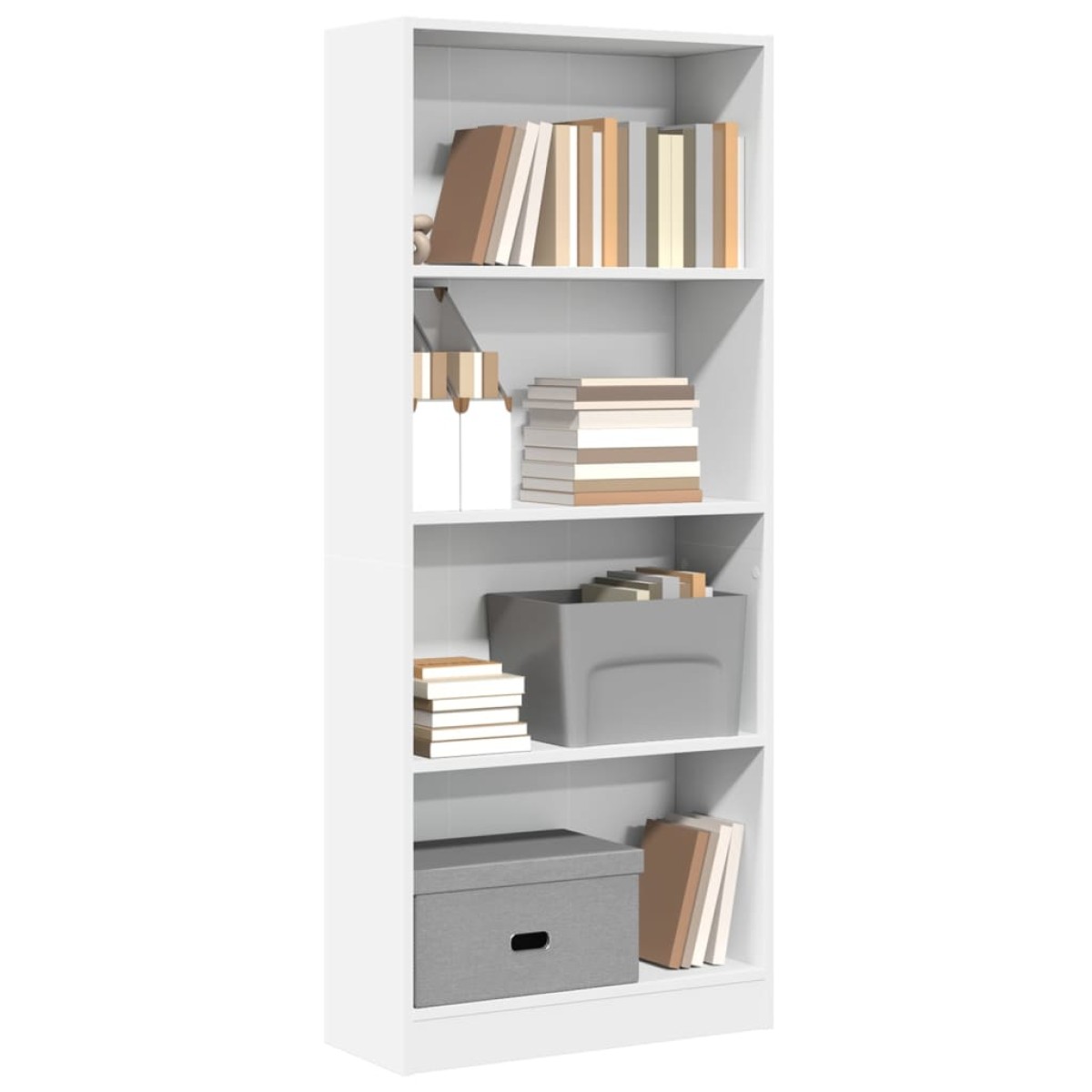 vidaXL Βιβλιοθήκη Λευκή 60x24x143 εκ. από Επεξεργασμένο Ξύλο
