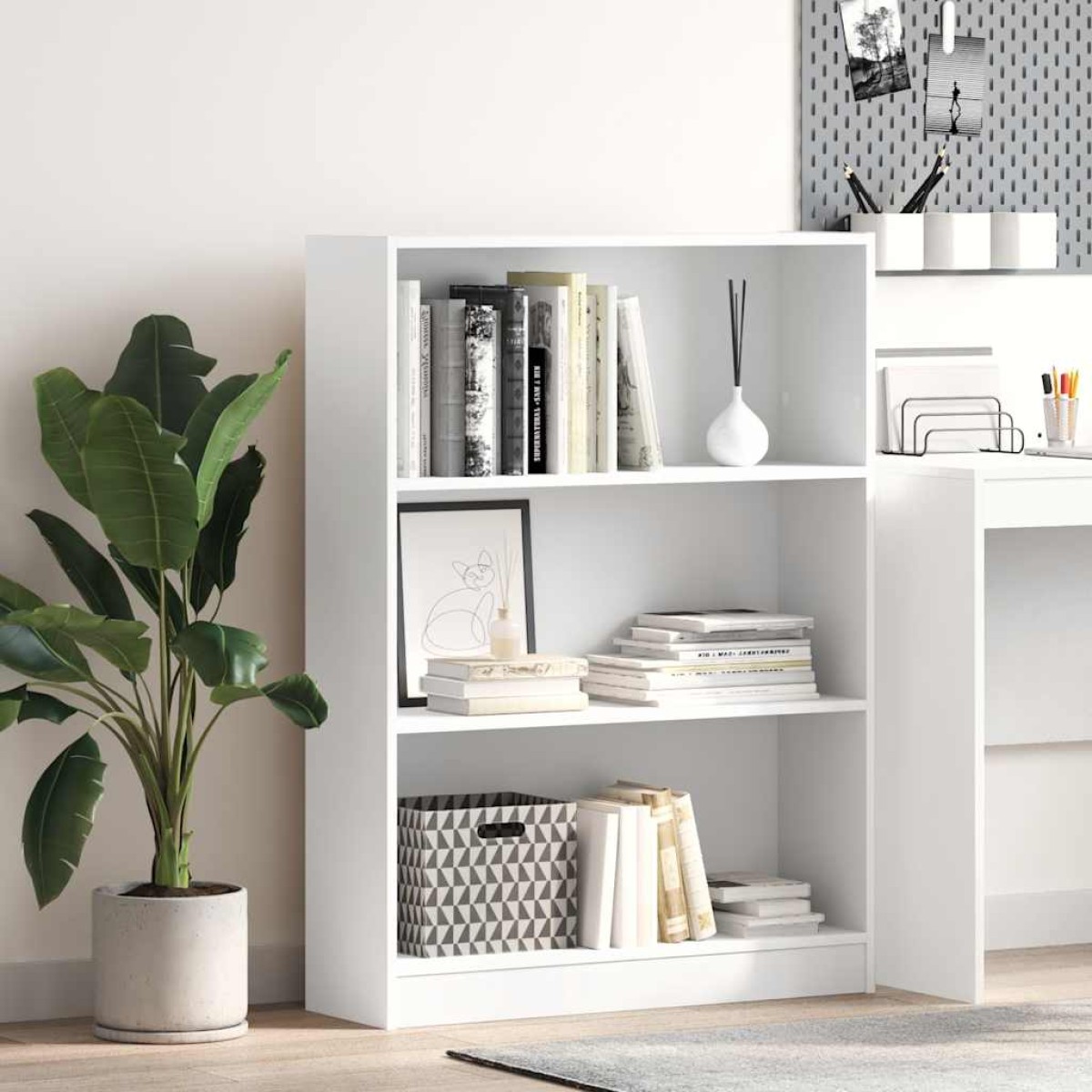 vidaXL Βιβλιοθήκη Λευκή 80x24x109 εκ. από Επεξεργασμένο Ξύλο