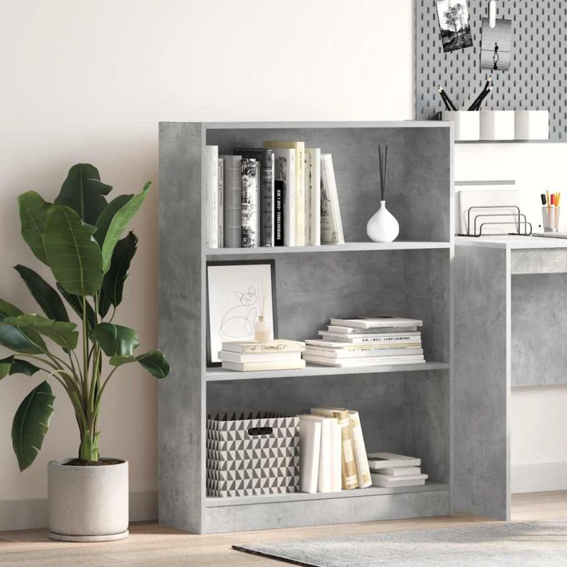 vidaXL Βιβλιοθήκη Γκρι Σκυροδέματος 80x24x109 εκ. Επεξεργ. Ξύλο