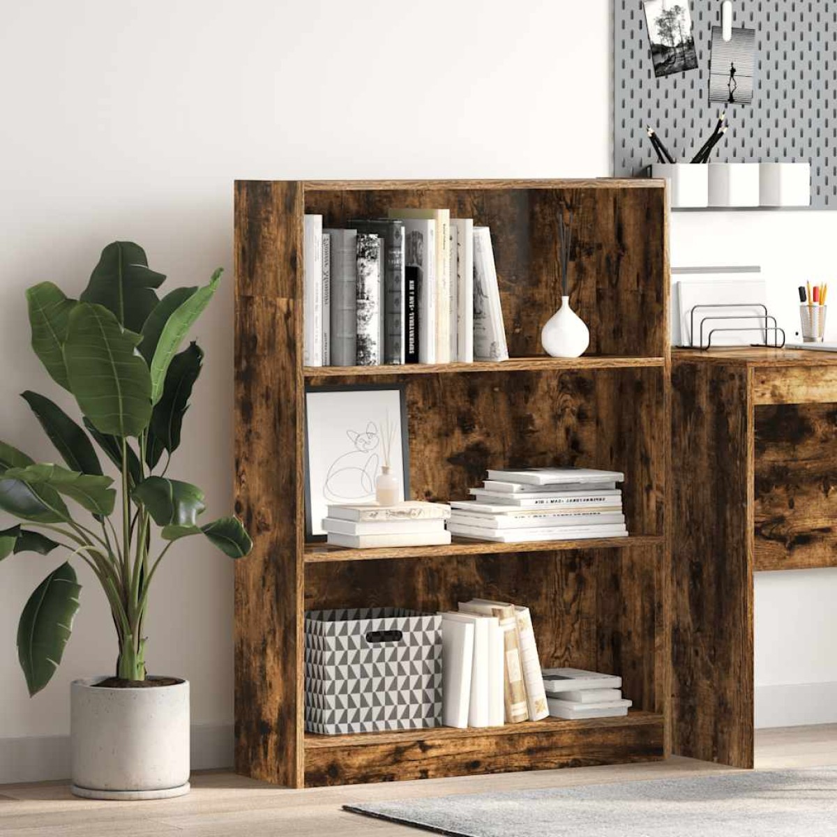 vidaXL Βιβλιοθήκη Καπνιστή Δρυς 80x24x109 εκ. από Επεξεργασμένο Ξύλο