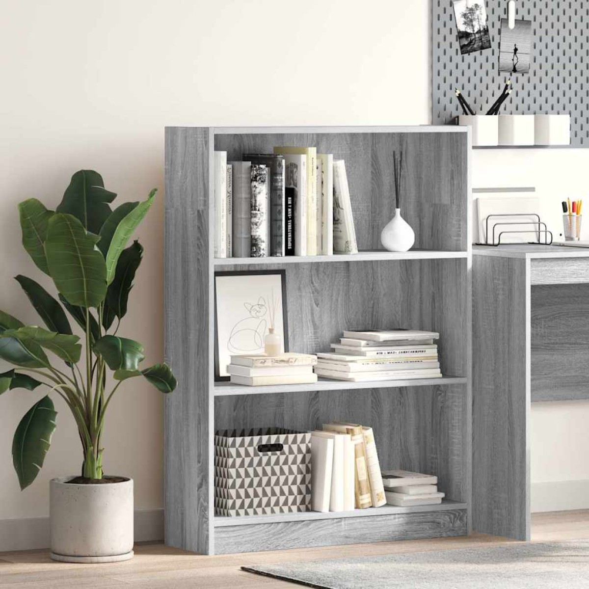 vidaXL Βιβλιοθήκη Γκρι Sonoma 80x24x109 εκ. από Επεξεργ. Ξύλο
