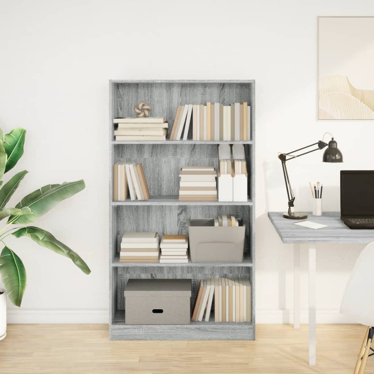 vidaXL Βιβλιοθήκη Γκρι Sonoma 80x24x143 εκ. από Επεξεργασμένο Ξύλο