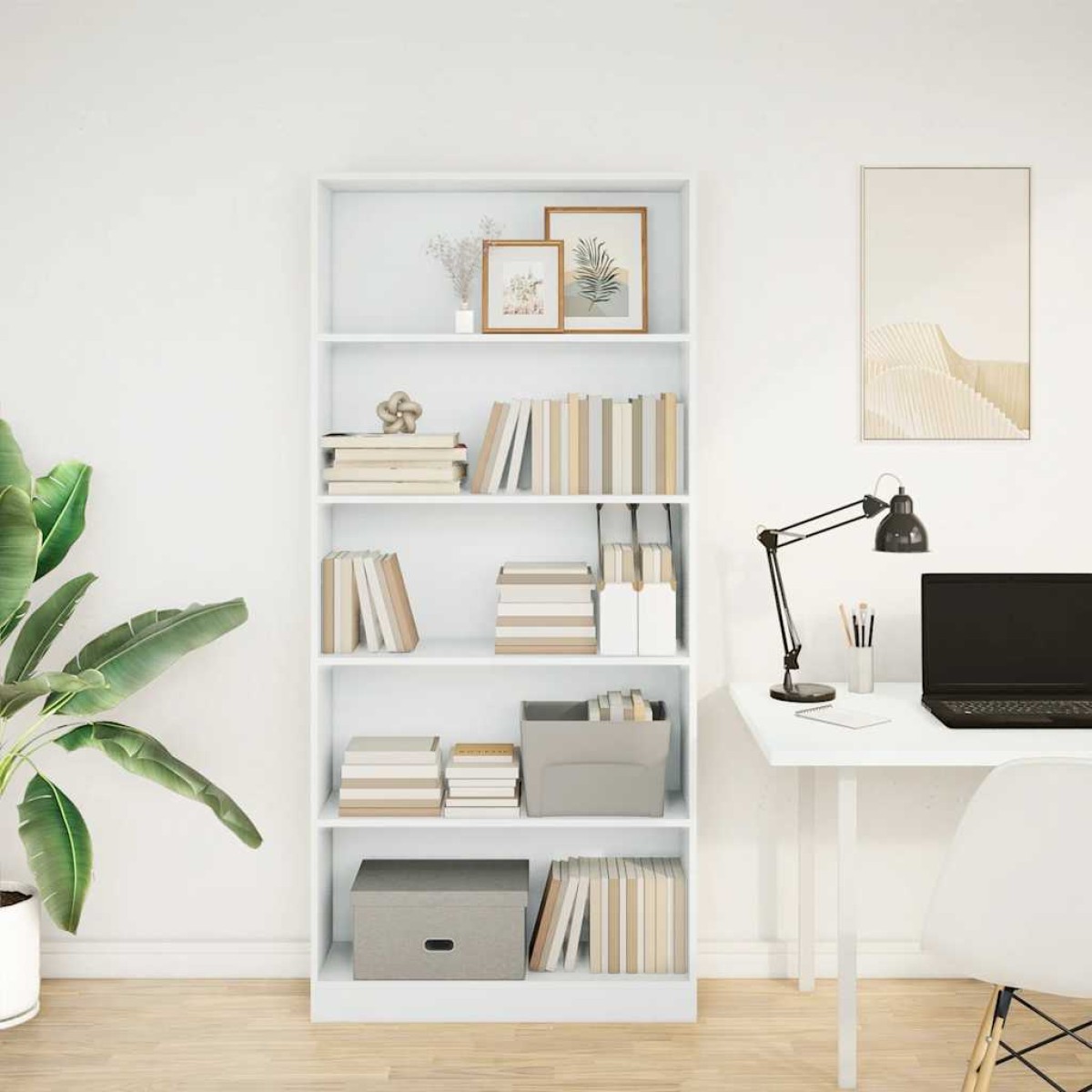vidaXL Βιβλιοθήκη Λευκή 80x24x176 εκ. από Επεξεργασμένο Ξύλο
