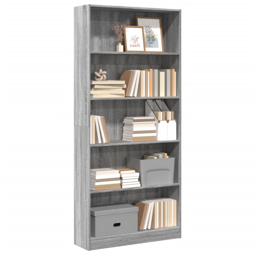 vidaXL Βιβλιοθήκη Γκρι Sonoma 80x24x176 εκ. από Επεξεργ. Ξύλο
