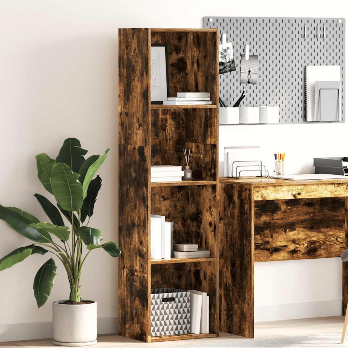 vidaXL Βιβλιοθήκη Καπνιστή Δρυς 40x30x152 εκ. από Επεξεργασμένο Ξύλο