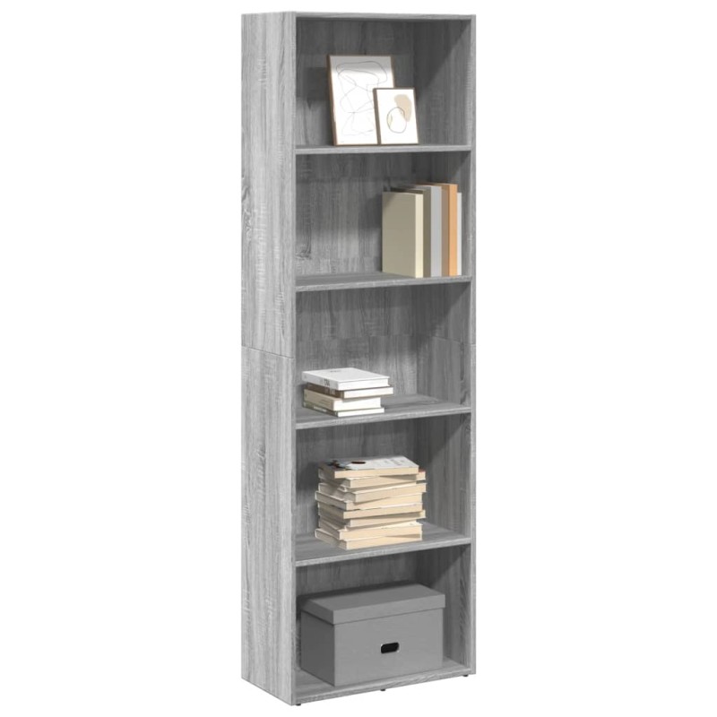 vidaXL Βιβλιοθήκη Γκρι Sonoma 60x30x189 εκ. από Επεξεργ. Ξύλο