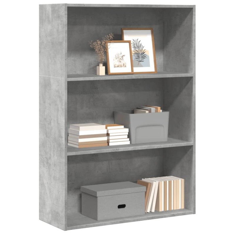 vidaXL Βιβλιοθήκη Γκρι Σκυροδέματος 80x30x114 εκ. Επεξεργ. Ξύλο