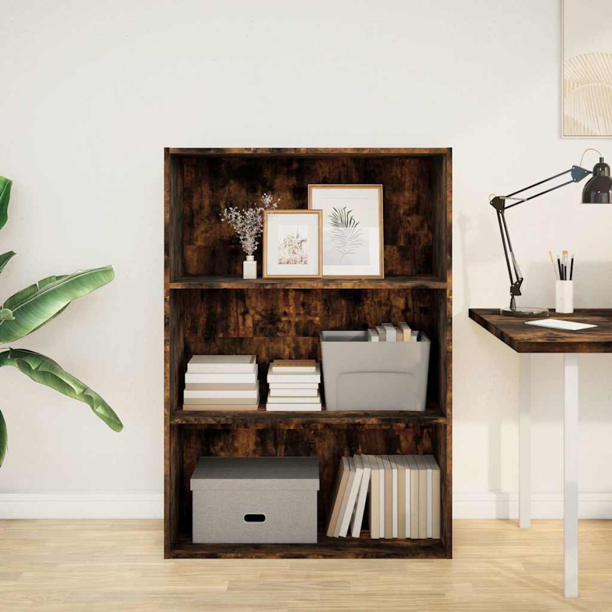 vidaXL Βιβλιοθήκη Καπνιστή Δρυς 80x30x114 εκ. από Επεξεργασμένο Ξύλο