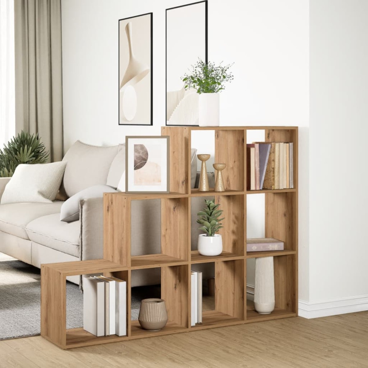 vidaXL Βιβλιοθήκη/Διαχωριστικό Χώρου 3 Επ. 137,5x29x103,5 εκ. Επ. Ξύλο