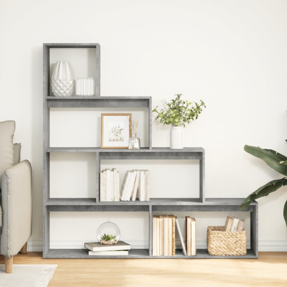 vidaXL Βιβλιοθήκη/Διαχωρ. Χώρου 4 Επ. Γκρι 143,5x29x143,5εκ. Επ. Ξύλο