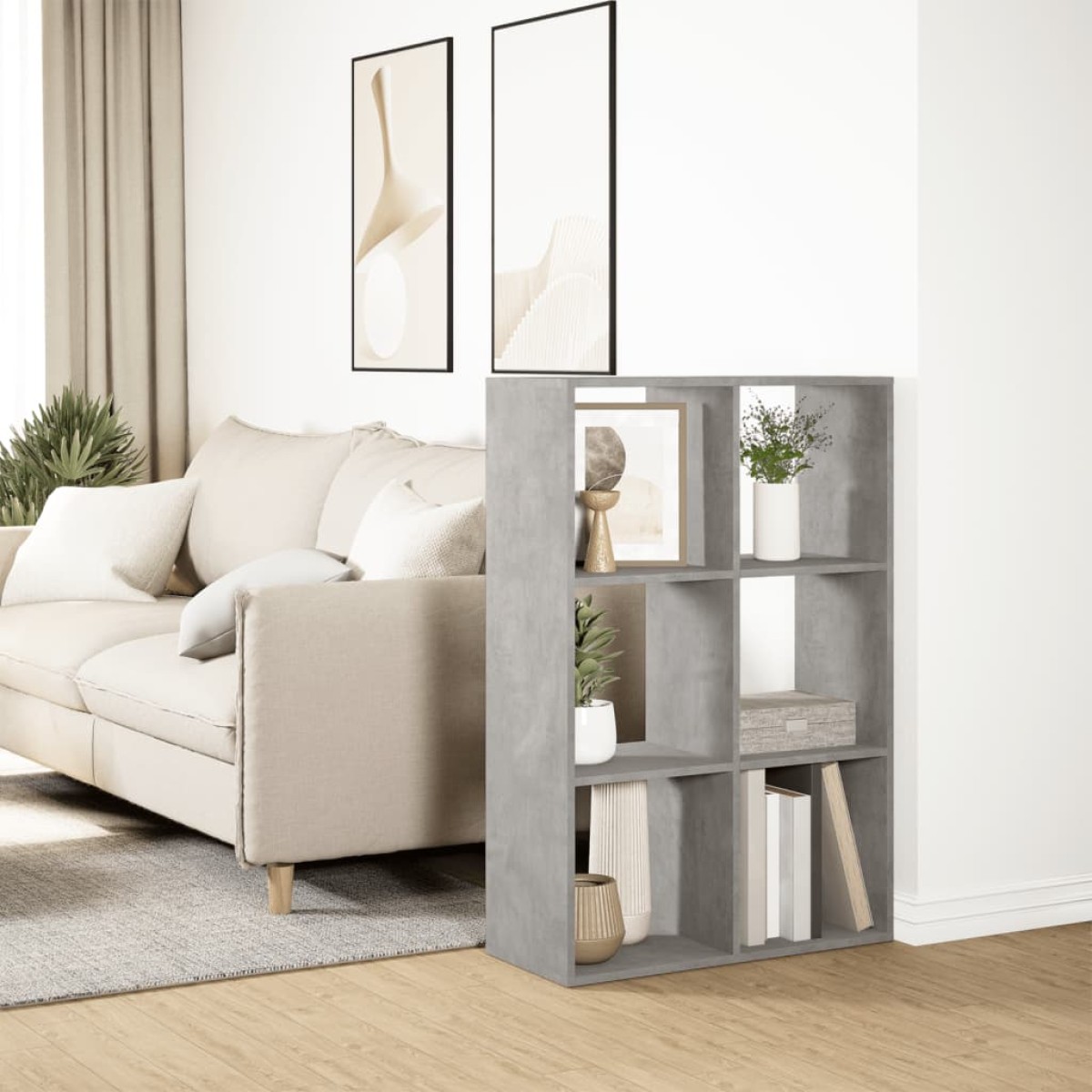 vidaXL Βιβλιοθήκη/Διαχωριστικό Χώρου Γκρι 69,5x29x103,5 εκ. Επεξ. Ξύλο
