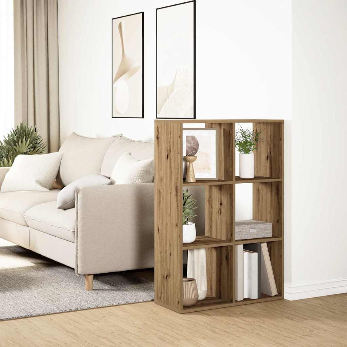 vidaXL Βιβλιοθήκη/Διαχωριστικό Χώρου Δρυς 69,5x29x103,5 εκ. Επεξ. Ξύλο